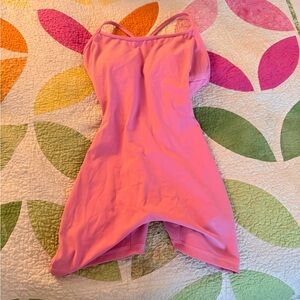 Pink Women's strappy workout one piece